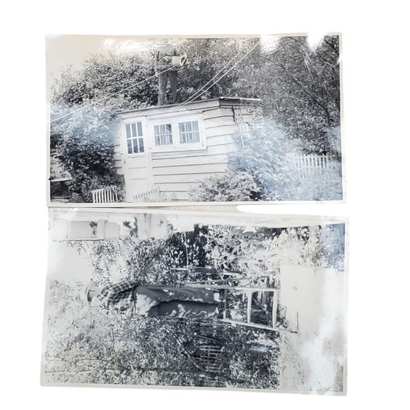 2 Vtg Man Fixing Things in The Yard Original Monochrome Photography Found 1966 - Picture 1 of 4